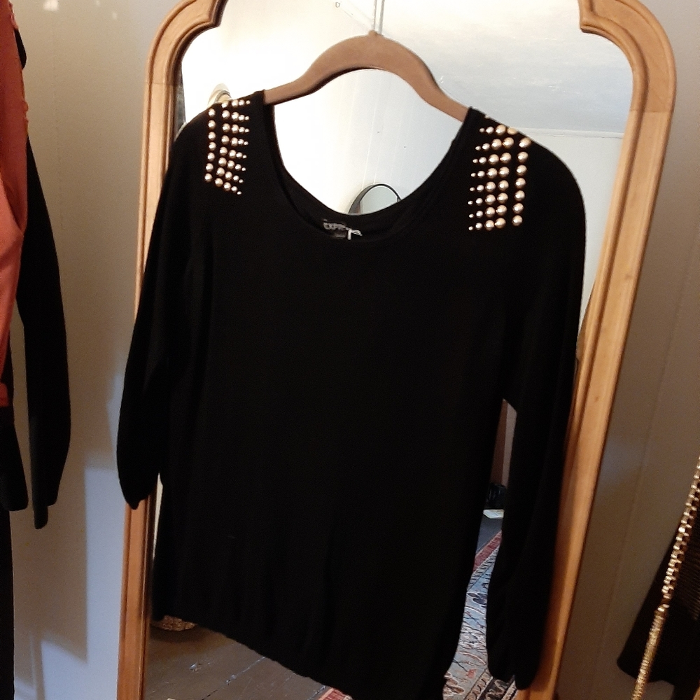 Express Gold Stud Shoulder Sweater